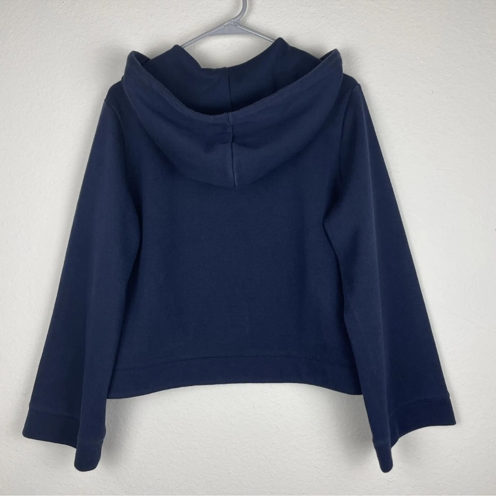 Women’s J. Crew Navy Blue Cropped Hooded Pullover Size XS Sweatshirt - Picture 3 of 11